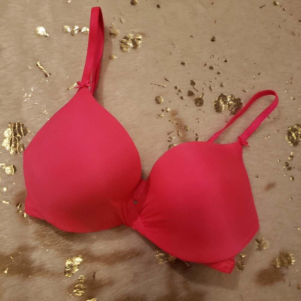 Victoria's Secret 32D Plunge Hot Pink Push Up Bra - Picture 8 of 8
